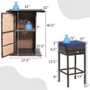 5 Piece Wicke Patio Bar Set Rattan Garden Bar Furniture Set with 4 Cushioned Stools & Hidden 2-Tier Storage Shelf