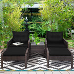 5 Pcs Rattan Patio Furniture Set Conversation Sofa Coffee Table Set with Cushioned Sofas & Ottomans