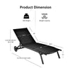 Outdoor Chaise Lounge Poolside Lounge Chair 6-Position Adjustable Reclining Patio Chair with Wheels for Backyard Pool