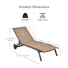 Outdoor Chaise Lounge Poolside Lounge Chair 6-Position Adjustable Reclining Patio Chair with Wheels for Backyard Pool