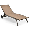 Outdoor Chaise Lounge Poolside Lounge Chair 6-Position Adjustable Reclining Patio Chair with Wheels for Backyard Pool