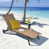 Outdoor Chaise Lounge Poolside Lounge Chair 6-Position Adjustable Reclining Patio Chair with Wheels for Backyard Pool