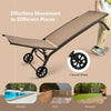 Outdoor Chaise Lounge Poolside Lounge Chair 6-Position Adjustable Reclining Patio Chair with Wheels for Backyard Pool