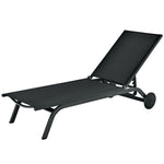 Outdoor Chaise Lounge Aluminum Patio Lounge Chair Reclining Pool Chair with Wheels & 6-Position Adjustable Backrest for Beach Yard