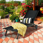 Outdoor Chaise Lounge Aluminum Patio Lounge Chair Reclining Pool Chair with Wheels & 6-Position Adjustable Backrest for Beach Yard