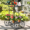 6-Tier Outdoor Garden Cart Metal Flower Rack Display Stand with 4 Wheels - Bestoutdor