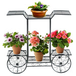 6-Tier Outdoor Garden Cart Metal Flower Rack Display Stand with 4 Wheels - Bestoutdor