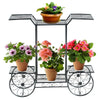 6-Tier Outdoor Garden Cart Metal Flower Rack Display Stand with 4 Wheels - Bestoutdor