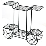 6-Tier Outdoor Garden Cart Metal Flower Rack Display Stand with 4 Wheels - Bestoutdor