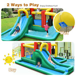 Inflatable Water Slide 6 in 1 Giant Jumping Bounce House Splash Pool Water Park with Crawling Tunnel, Pendulum for Kids Backyard Fun