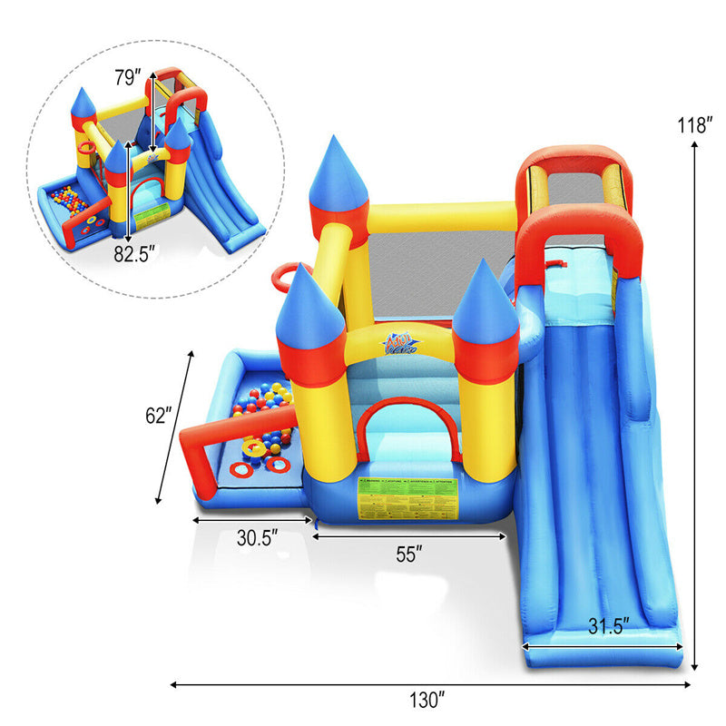 6-in-1 Inflatable Bounce House for Kids 5-12, Bouncy Castle with Slide, 50 Balls & 780W Blower, Indoor/Outdoor Party Fun for Backyard, Park, Birthday