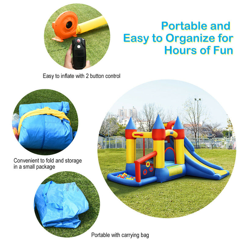 6-in-1 Inflatable Bounce House Slide Bouncy Castle Jumper with 50PCS Balls & 780W Blower for Kids 5-12 Indoor Outdoor Party Family Fun