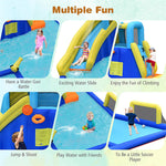 Inflatable Water Slide 6-in-1 Kids Giant Waterslide Park with Dual Water Cannons, Soccer Goal, Splash Pool, Climbing Wall & 735W Air Blower