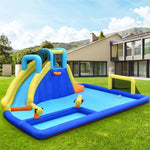 Inflatable Water Slide 6-in-1 Kids Giant Waterslide Park with Climbing Wall, Dual Water Cannons, Soccer Goal, Splash Pool without Blower