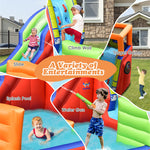 6-in-1 Pirate Ship Giant Water Park Kids Inflatable Water Slide Water Guns with 735W Blower