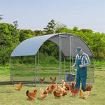 6.2ft Metal Chicken Coop Walk-in Chicken Run Dome Poultry Cage Galvanized Outdoor Hen Run House Rabbits Cage with Waterproof Cover