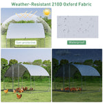 6.2ft Metal Chicken Coop Walk-in Chicken Run Dome Poultry Cage Galvanized Outdoor Hen Run House Rabbits Cage with Waterproof Cover