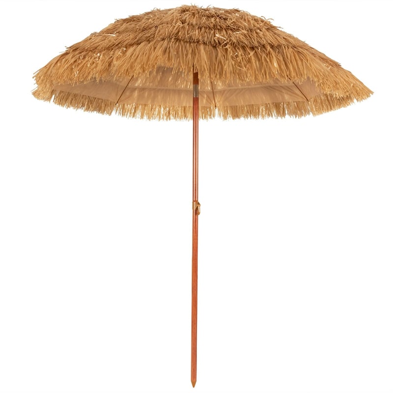 6.5 FT Thatched Tiki Umbrella Hawaiian Style Beach Umbrella Portable Patio Umbrella with Tilt Mechanism