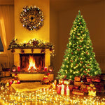 6.5FT Pre-Lit Hinged Christmas Tree 1100 Branch Tips with 450 LED Lights & Metal Stand