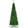 6.5FT Pre-Lit Pencil Christmas Tree with 250 LED Lights, 708 PVC Branch Tips & Solid Metal Stand, Artificial Slim Hinged Xmas Tree for Festival Decor