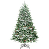 6.5ft Pre-lit Snow Flocked Hinged Artificial Christmas Tree with 450 LED Lights