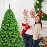 6.5FT Green Flocked Artificial Christmas Tree Unlit Hinged Xmas Tree with Premium 924 PVC Branch Tips & Metal Stand