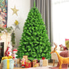 6.5FT Green Flocked Artificial Christmas Tree Unlit Hinged Xmas Tree with Premium 924 PVC Branch Tips & Metal Stand