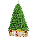 6.5FT Green Flocked Artificial Christmas Tree Unlit Hinged Xmas Tree with Premium 924 PVC Branch Tips & Metal Stand