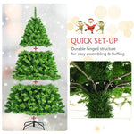 6.5FT Green Flocked Artificial Christmas Tree Unlit Hinged Xmas Tree with Premium 924 PVC Branch Tips & Metal Stand