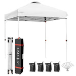 6.6ft x 6.6ft Pop-up Canopy Tent Height Adjustable Commercial Canopy Outdoor Camping Sun Shelter with Roller Bag & 4 Weight Bags