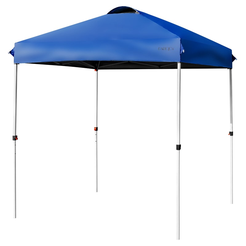 6.6ft x 6.6ft Pop-up Canopy Tent Height Adjustable Commercial Canopy Outdoor Camping Sun Shelter with Roller Bag & 4 Weight Bags