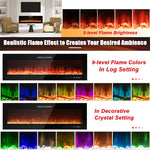 60" Electric Fireplace Insert 5000 BTU Wall Mounted Recessed Fireplace Heater with Decorative Crystal, 9-Color Adjustable Flame, Dual Control