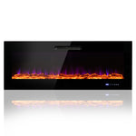 60" Electric Fireplace Insert 5000 BTU Wall Mounted Recessed Fireplace Heater with Decorative Crystal, 9-Color Adjustable Flame, Dual Control