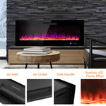 60" Electric Fireplace Insert 5000 BTU Wall Mounted Recessed Fireplace Heater with Decorative Crystal, 9-Color Adjustable Flame, Dual Control