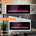 60" Electric Fireplace Insert 5000 BTU Wall Mounted Recessed Fireplace Heater with Decorative Crystal, 9-Color Adjustable Flame, Dual Control