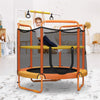 60" Kids Mini Trampoline 5 FT Toddler Recreational Trampoline with Swinging Rings & Horizontal Bar