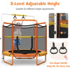 60" Kids Mini Trampoline 5 FT Toddler Recreational Trampoline with Swinging Rings & Horizontal Bar