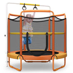 60" Kids Mini Trampoline 5 FT Toddler Recreational Trampoline with Swinging Rings & Horizontal Bar