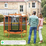 60" Kids Mini Trampoline 5 FT Toddler Recreational Trampoline with Swinging Rings & Horizontal Bar