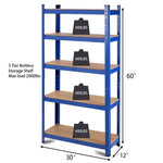 5-Tier Metal Freestanding Shelving Unit 60 Inch Garage Storage Shelves Adjustable Garage Racks Tool Organizer