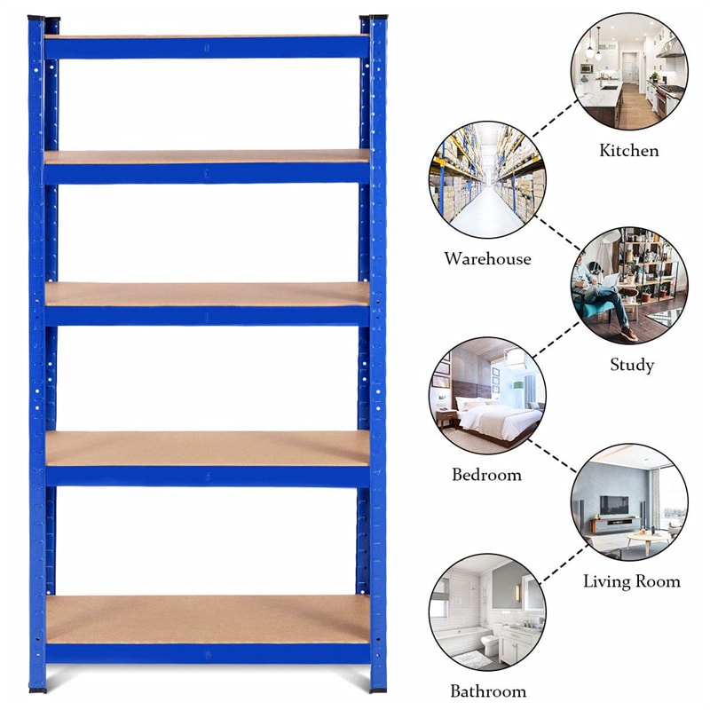 5-Tier Metal Freestanding Shelving Unit 60 Inch Garage Storage Shelves Adjustable Garage Racks Tool Organizer