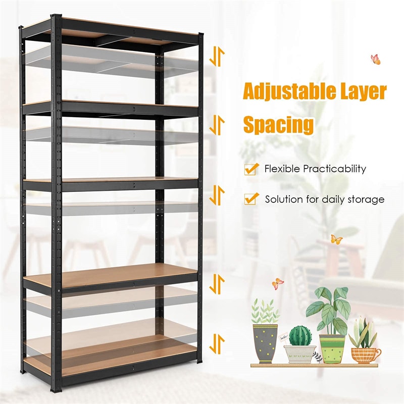 5-Tier Metal Freestanding Shelving Unit 60 Inch Garage Storage Shelves Adjustable Garage Racks Tool Organizer