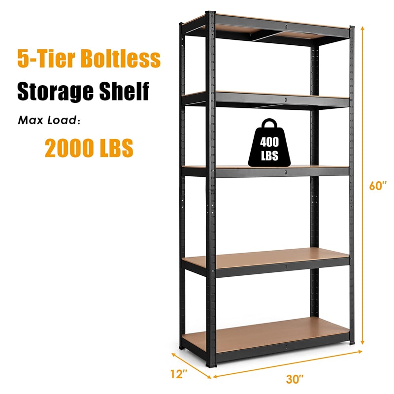 5-Tier Metal Freestanding Shelving Unit 60 Inch Garage Storage Shelves Adjustable Garage Racks Tool Organizer