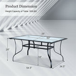 60" x 38" All Weather Rectangular Patio Dining Table with 1.6" Umbrella Hole for Backyard