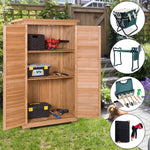 63" Outdoor Wooden Storage Shed Garden Tool Cabinet with Latch Detachable Shelves & Pitch Roof