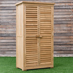 63" Outdoor Wooden Storage Shed Garden Tool Cabinet with Latch Detachable Shelves & Pitch Roof