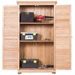 63" Outdoor Wooden Storage Shed Garden Tool Cabinet with Latch Detachable Shelves & Pitch Roof