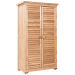 63" Outdoor Wooden Storage Shed Garden Tool Cabinet with Latch Detachable Shelves & Pitch Roof