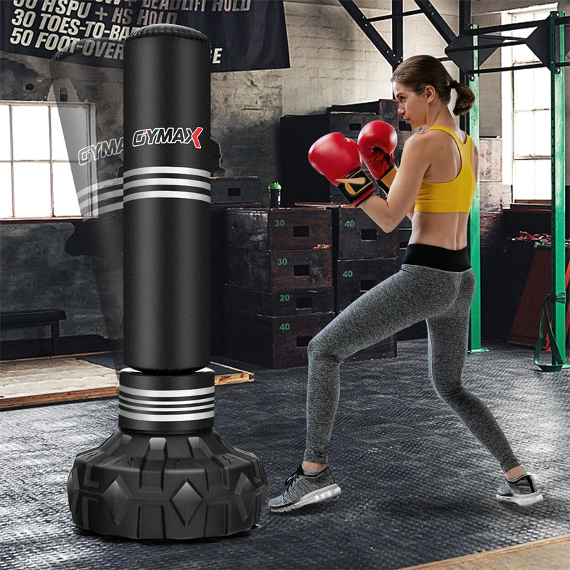 67" Freestanding Punching Bag 220LBS Heavy Boxing Bag Kickboxing Bag with 12 Suction Cup Base Shock Absorber for Adults Youth