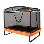 6FT Kids Trampoline with Swing & Safety Enclosure, ASTM Approved Toddler Rectangle Recreational Trampoline for Outdoor Indoor, Max Load 220lbs